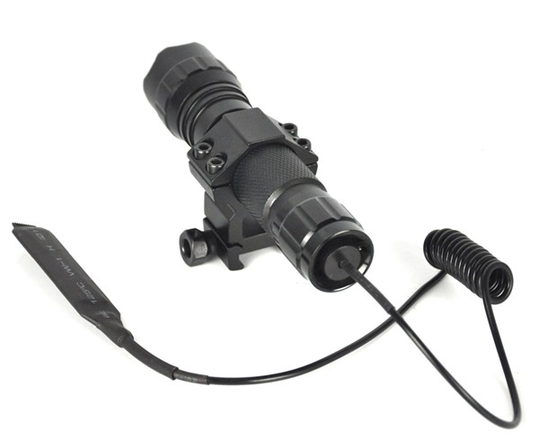 2000 Lumen Tactical Flashlight with Remote switch closeup